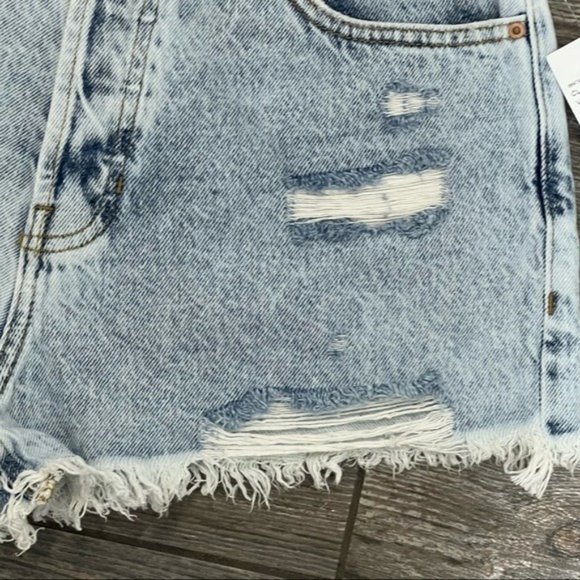 NWT $47 PacSun Shorts 27  Eco Acid Wash Ripped Vintage High Waisted Denim Shorts - Picture 6 of 13